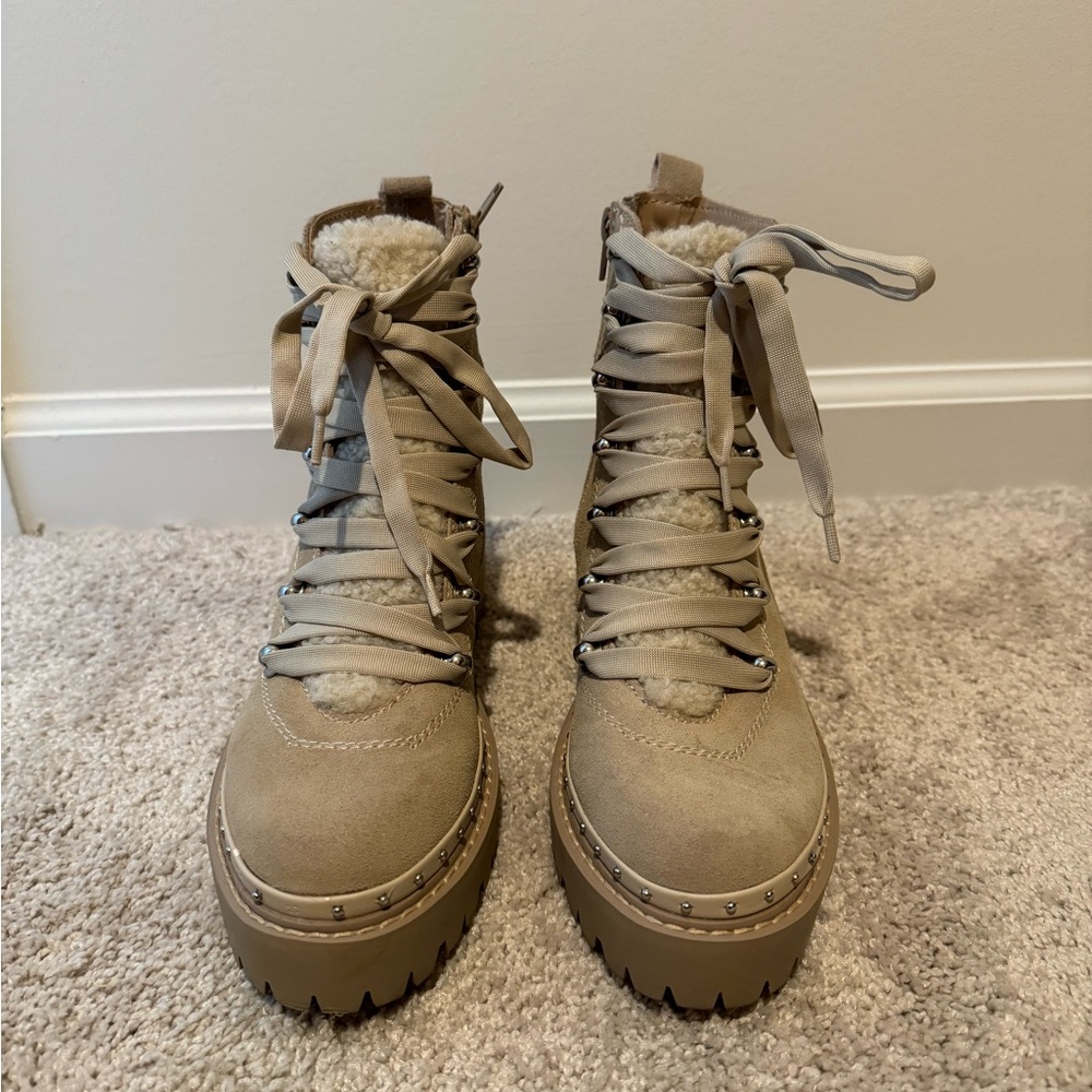 Suede combat boots